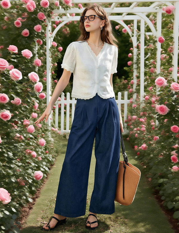 Girlsgarb V-Neck Lace Blouse