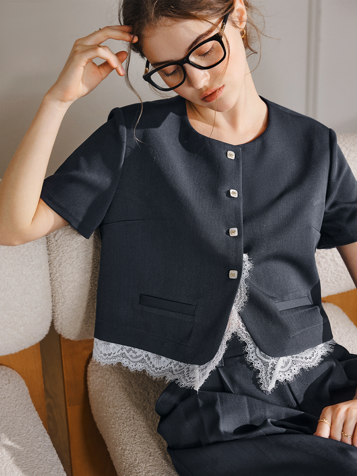 Girlsgarb Sophisticated Lace Two-Piece Commuter Set