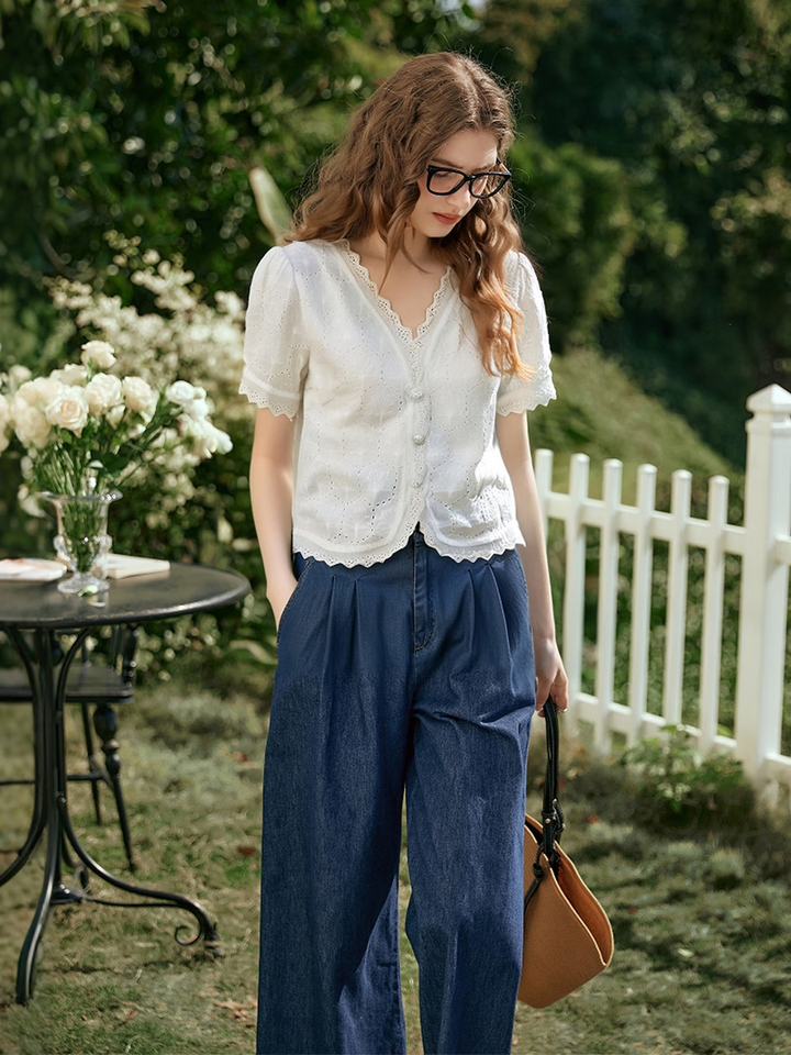 Girlsgarb V-Neck Lace Blouse